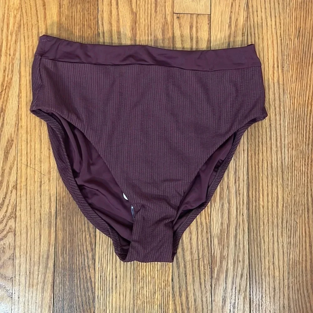 Sanctuary‎ Sandbar Banded High-Rise Ribbed Bikini Bottoms Swimsuit size M  NWT